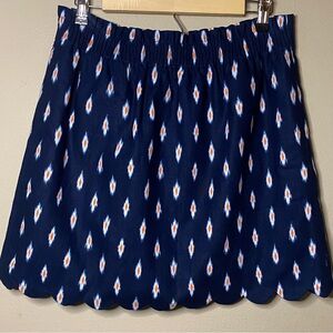 J. Crew Factory Sidewalk Mini Skirt Size 10 Blue Linen Blend Scalloped Hem New